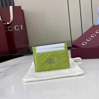 Gucci GG Marmont card case �?43127 in green leather