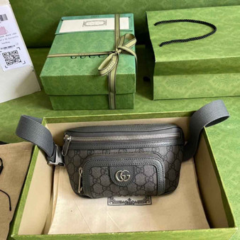 Gucci �?82933 Belt bag with Interlocking G Gray and ebony GG Supreme