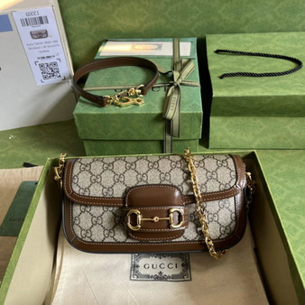 Gucci Horsebit 1955 small shoulder bag 735178 in GG Supreme brown