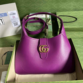 Gucci 726274 Aphrodite medium shoulder bag Purple soft leather - Default Title - View 1