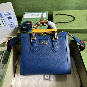 Gucci 702721 Diana Small Tote Bag Blue Leather - Default Title - View 1