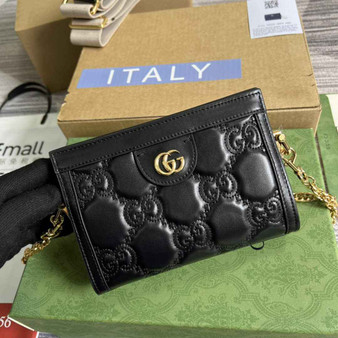 Gucci �?02228 GG Matelassé leather mini bag Black leather