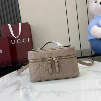 Gucci GG Emblem super mini bag 815949 in taupe leather - Default Title - View 1