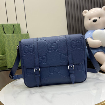 Gucci Jumbo GG medium messenger bag 760234 in blue leather