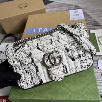 Gucci 443497 GG Marmont small python shoulder bag - Default Title - View 1