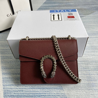 Gucci ‎�?21970 Dionysus leather mini bag wine red leather