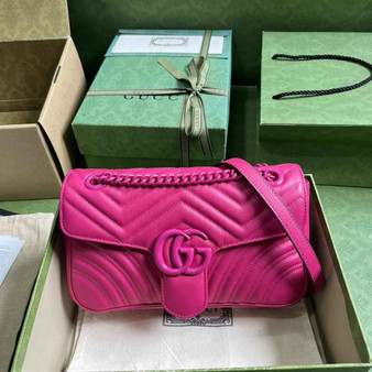 Gucci 443497 GG Marmont small matelassé shoulder bag Plum - Default Title - View 1
