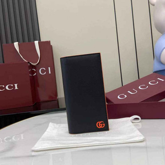 Gucci GG Marmont long wallet 835054 in black orange soft leather