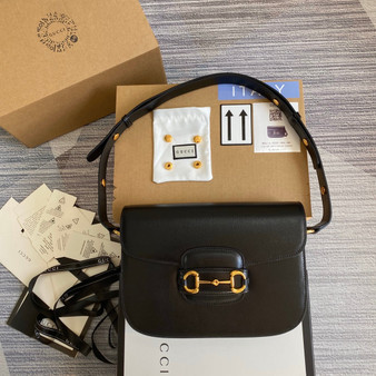 Gucci 602204 Horsebit 1955 shoulder bag Black leather - Default Title - View 1