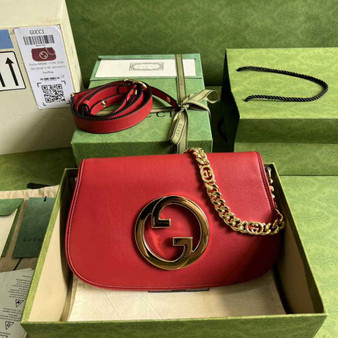 Gucci 699268 Blondie shoulder bag red leather - Default Title - View 1