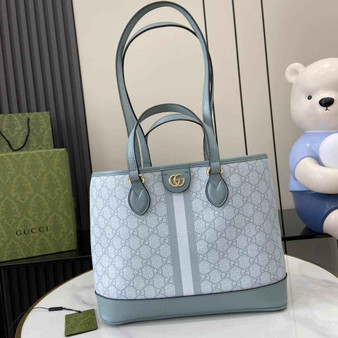 Gucci Ophidia small tote bag 765043 in dusty blue leather
