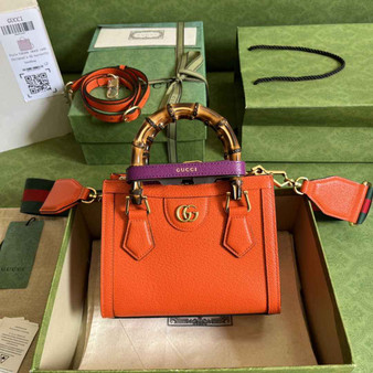Gucci 702732 Diana mini tote bag Orange leather