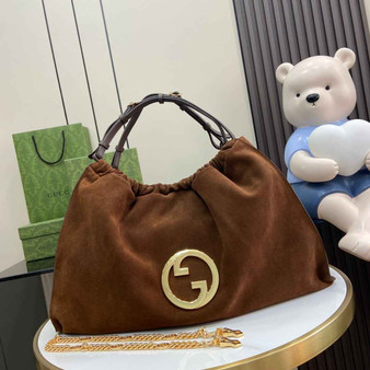 Gucci Blondie large tote bag in Brown Suede 747372
