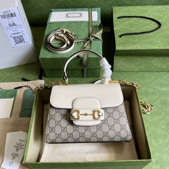 Gucci �?03848 Horsebit 1955 top handle bag white