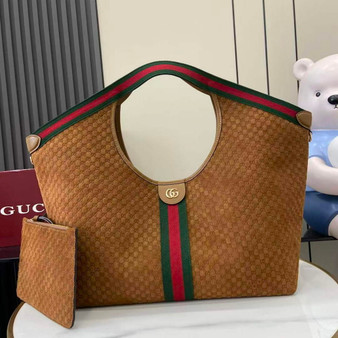 Gucci Giglio large tote bag 853971 brown GG suede