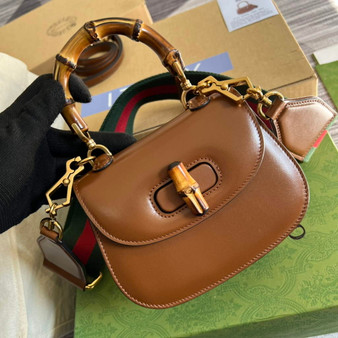 Gucci 686864 Bamboo 1947 mini top handle bag Brown Leather