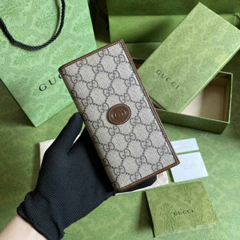 Gucci ‎‎672947 Long wallet with Interlocking G Brown leather - W9cm x H17.5cm x D2cm / Brown - View 1