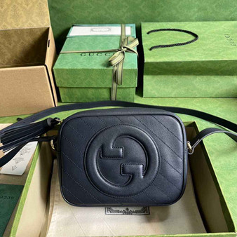 Gucci Blondie small shoulder bag in navy blue leather 742360 - Default Title - View 1