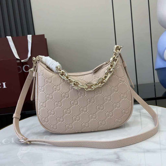 Gucci GG Emblem small shoulder bag 815409 in light pink GG leather