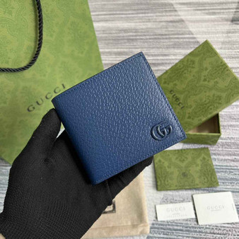 Gucci �?28726 GG Marmont leather bi-fold wallet navy blue