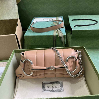 Gucci Horsebit Chain small shoulder bag �?64339 in Rose beige leather