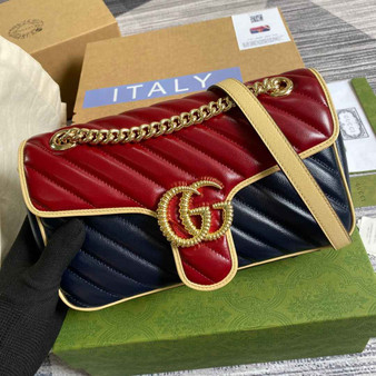 Gucci GG 443497 Marmont small shoulder handbag blue red - Default Title - View 1