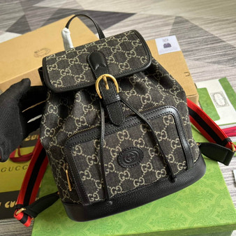 Gucci 674147 Backpack with Interlocking G black GG Supreme