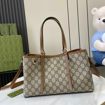 Gucci GG Emblem medium tote bag 815214 dark brown fabric
