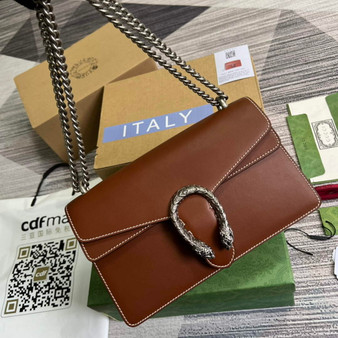 Gucci 400249 Dionysus small shoulder bag leather brown - Default Title - View 1