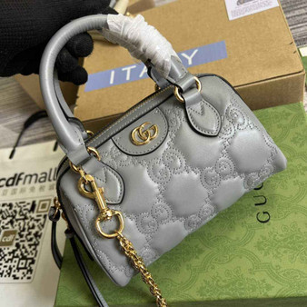 Gucci �?02251 GG Matelassé leather mini bag gray