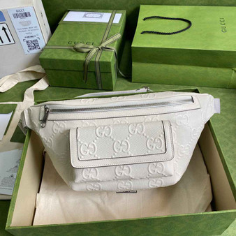 Gucci �?45093 GG embossed belt bag White GG embossed leather