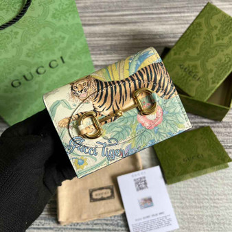Gucci Horsebit 1955 card case wallet 621887 Beige tiger - W11cm x H17.5cm / Beige - View 1