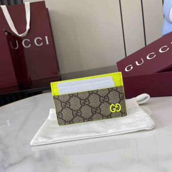 Gucci Bi-color GG card case 768248 green leather