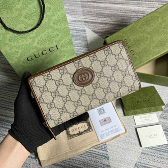 ‎Gucci 673003 Zip around wallet with Interlocking G brown - Default Title - View 1