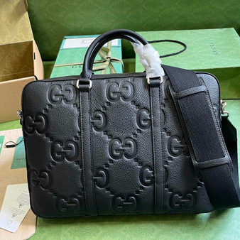 Gucci Jumbo GG Briefcase �?58573 In Black Leather