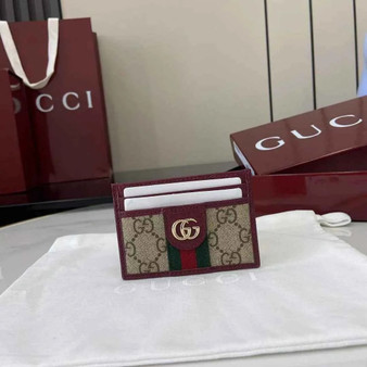 Gucci Ophidia card case 838486 in beige and red GG Supreme