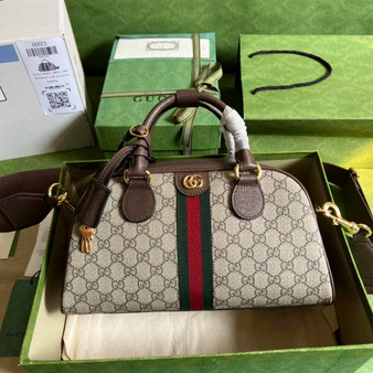 Gucci Ophidia medium GG top handle bag 724575 Brown leather