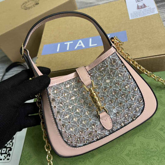 Gucci �?77027 Jackie 1961 mini crystal GG lizard bag Pink