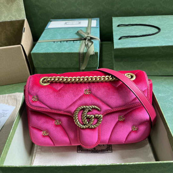 Gucci GG Marmont Small Shoulder Bag 443497 Dark pink velvet - Default Title - View 1