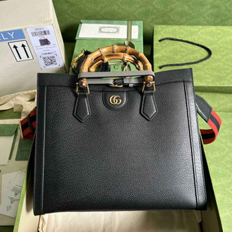 Gucci ‎678842 Diana medium tote bag in Black leather - Default Title - View 1