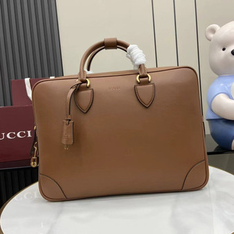 Gucci GG Emblem medium briefcase 821149  in black leather