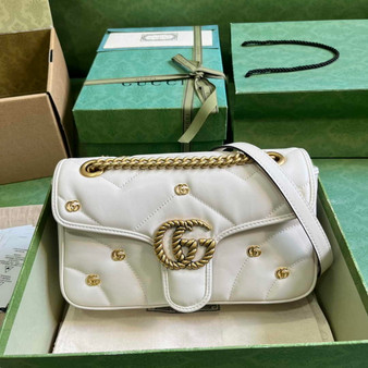 Gucci GG Marmont Small Shoulder Bag 443497 Beige Matelassé Leather