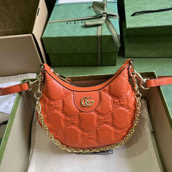 Gucci ‎739736 GG Matelassé mini bag in Orange leather - Default Title - View 1