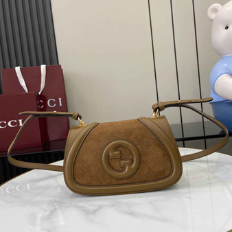 Gucci Blondie mini shoulder bag in brown suede 815700