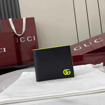 Gucci GG Marmont coin wallet 835048 in black green soft leather - Default Title - View 1