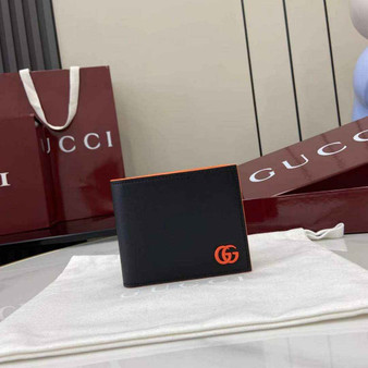Gucci GG Marmont bi-fold wallet 835047 in Black orange leather