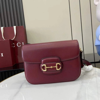 Gucci Horsebit 1955 Aura small shoulder bag, 847063 Rosso Ancora red leather - Default Title - View 1