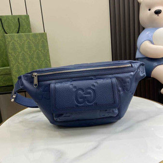 Gucci ‎Jumbo GG belt bag 645093 in Blue leather