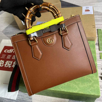 Gucci 702721 Diana Small Tote Bag Brown Leather