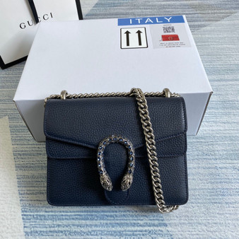 Gucci ‎�?21970 Dionysus leather mini bag navy blue leather